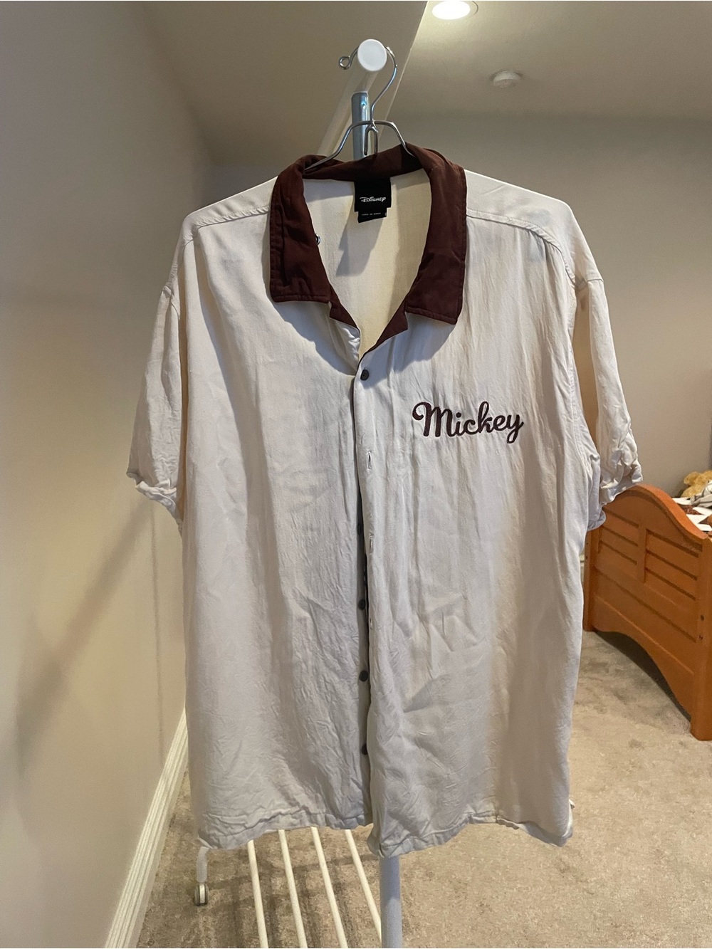 Disney Cream Shirt with Brown Collar